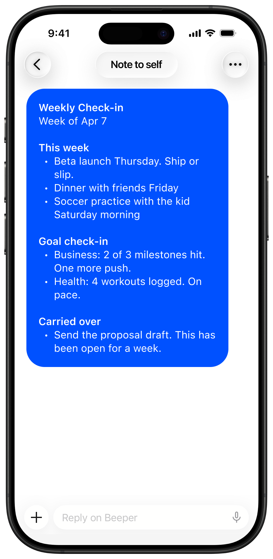 Weekly check-in